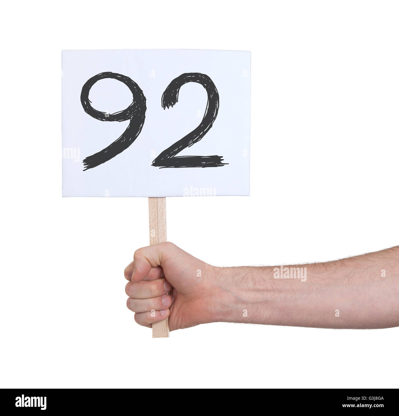 Sign with a number, isolated on white - 92 Stock Photo - Alamy