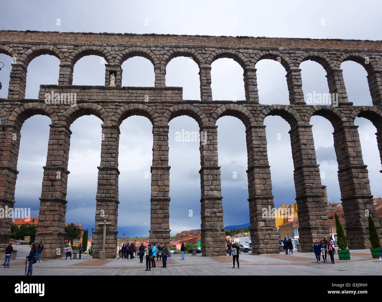 Roman Aqueduct in Segovia Spain Stock Photo