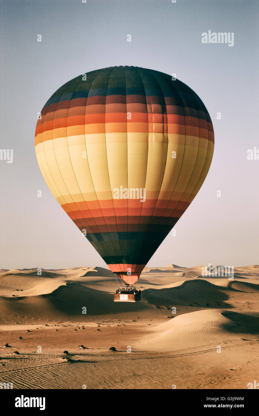 Vintage photo of hot air balloon over desert Stock Photo
