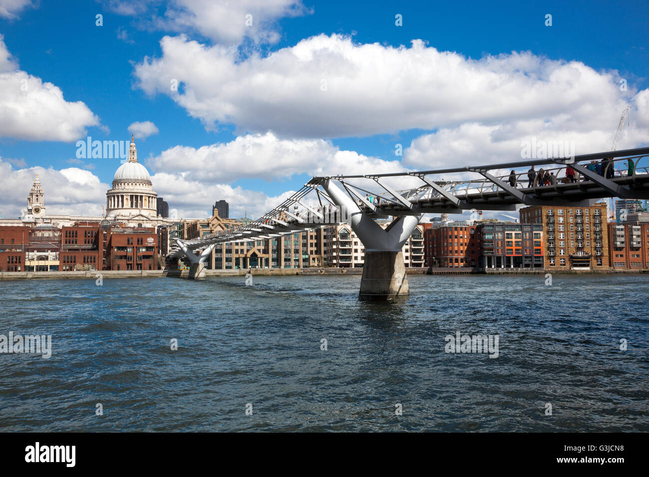 Millennium Bridge with St Paul's Cathedral in the background, London, UK Stock Photo