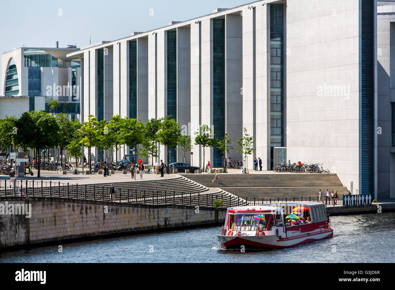 Sightseeing boat on the river Spree, Berlin, Germany, government district, Stock Photo