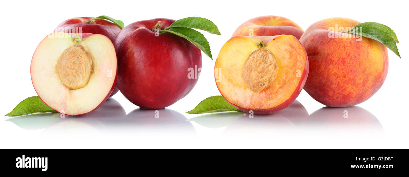 Peach nectarine peaches nectarines fruit fruits isolated on a white
