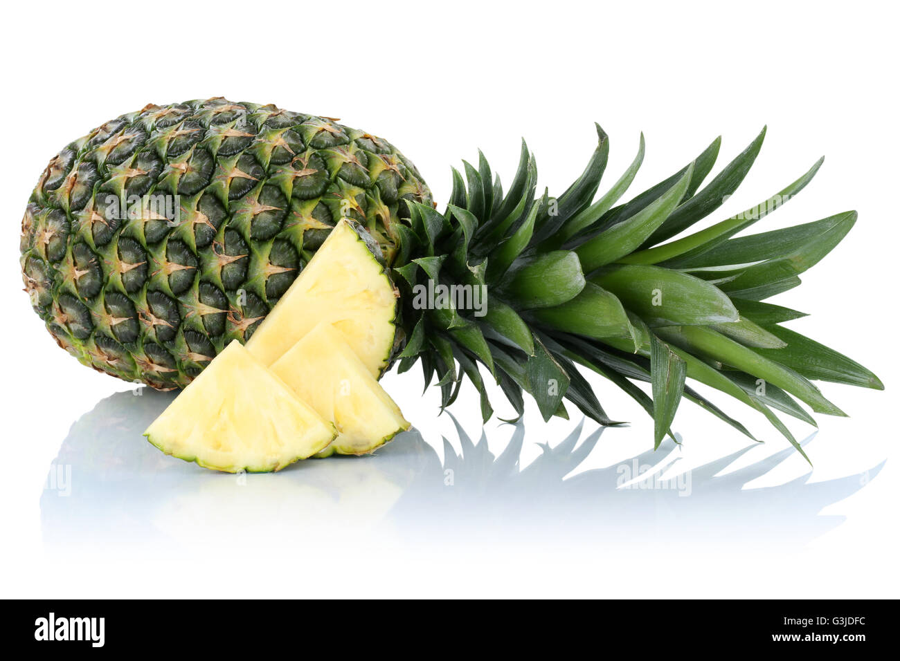 Pineapple fruit slice isolated on a white background Stock Photo - Alamy