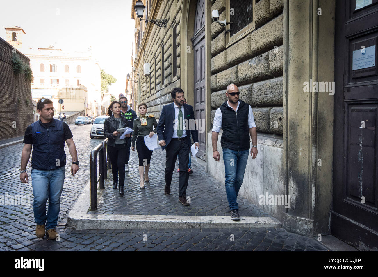 Rome, Matteo Salvini at Regina Coeli prison to promote chemical castration for pedophiles. ( Photo by: Andrea Ronchini/Pacific Press) Stock Photo