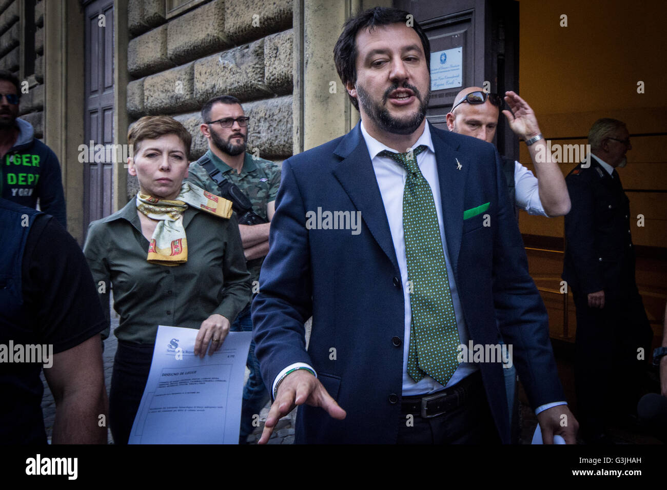 Rome, Matteo Salvini at Regina Coeli prison to promote chemical castration for pedophiles ( Photo by: Andrea Ronchini/Pacific Press) Stock Photo