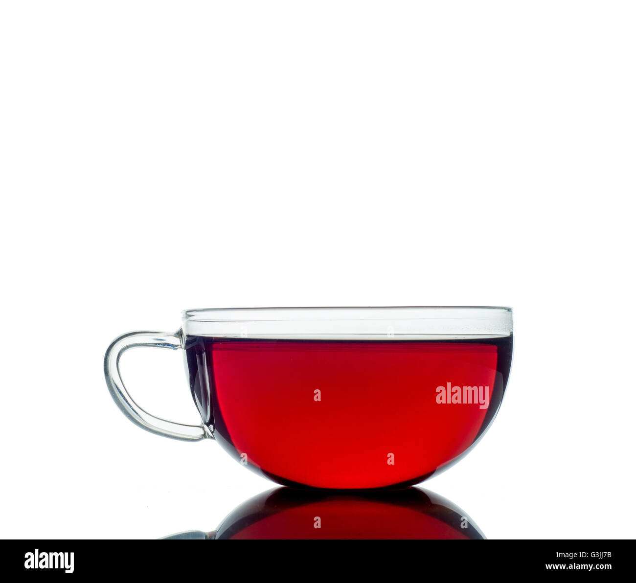 Glass cup of black tea. Isolated on white background Stock Photo
