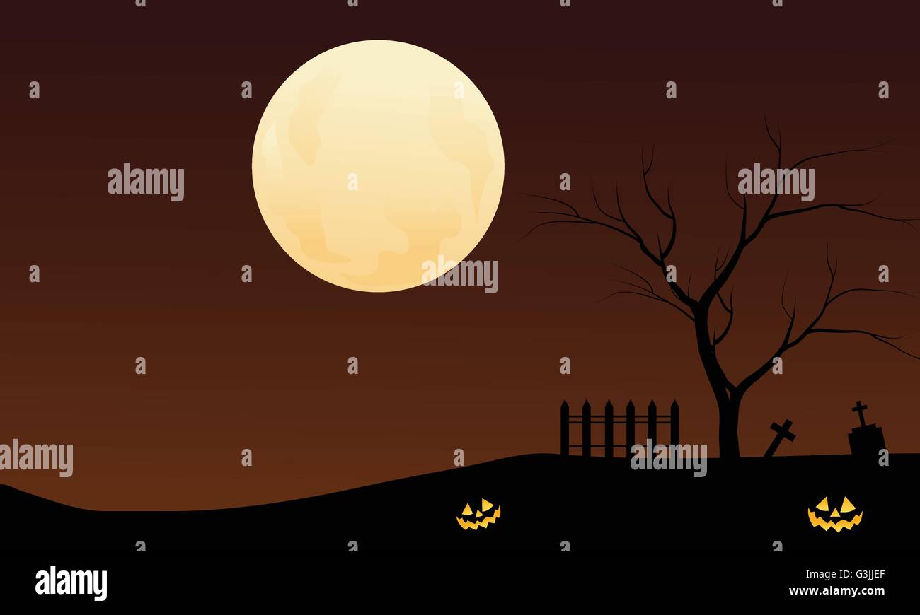 Halloween pumpkins and big moon backgrounds Stock Vector Image & Art ...