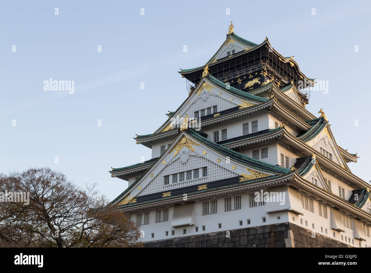 Osaka, Japan - December 10, 2014: The historical Japanese Osaka-Jo castle Stock Photo