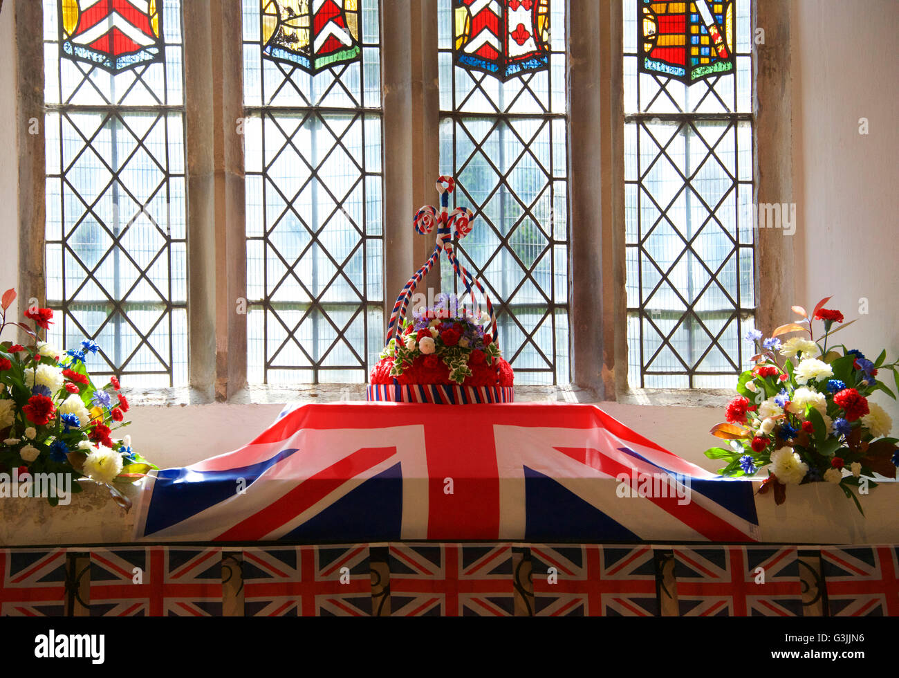Queen Elizabeth II 90th birthday decorations, UK Stock Photo Alamy