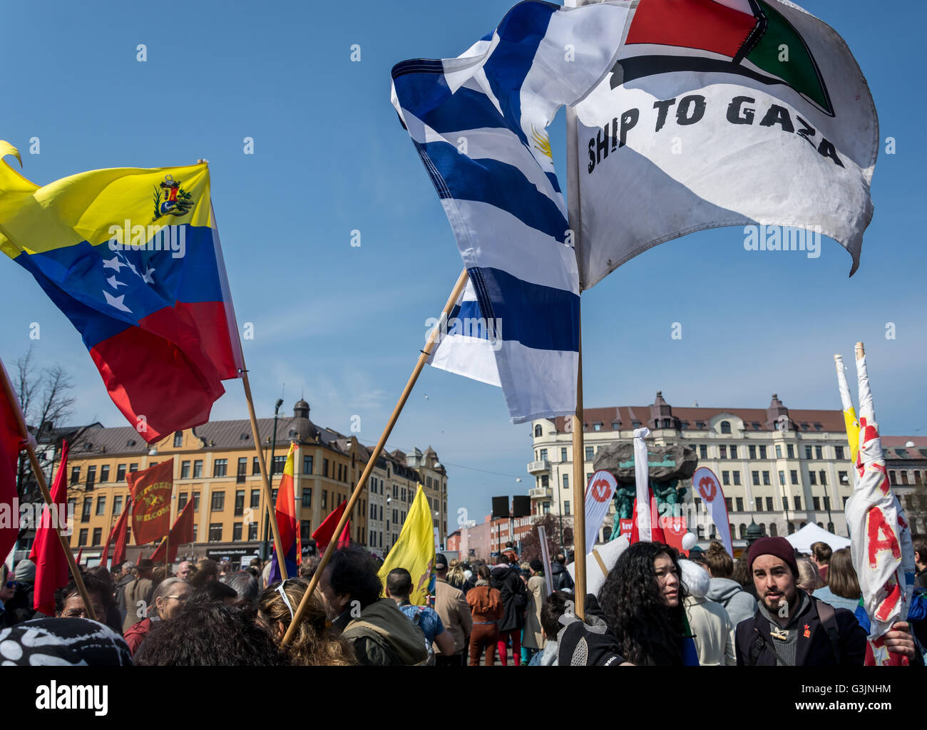 Malmö, Sweden. 01st May, 2016. Flags from different countries. The left ...