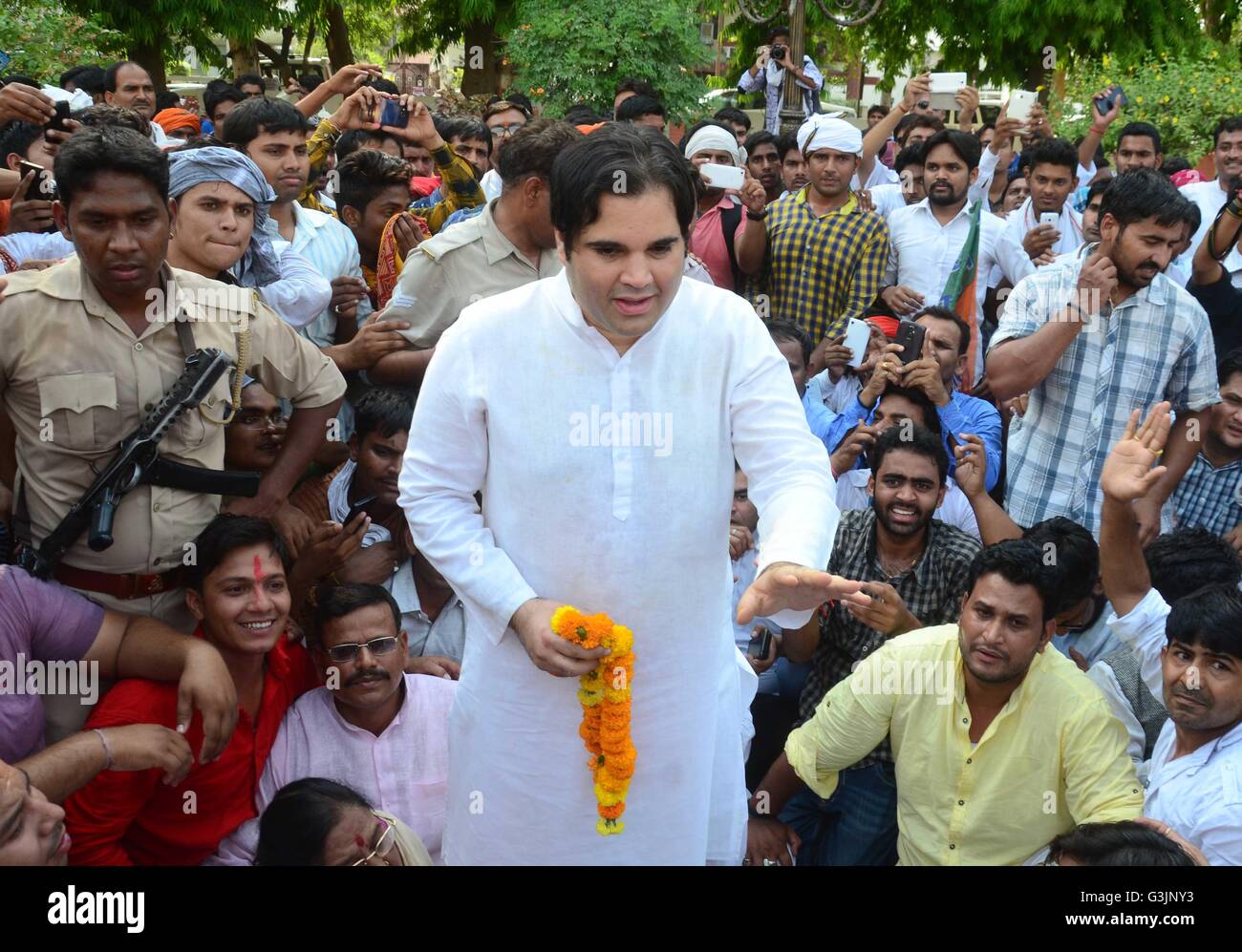 Allahabad, India. 30th Apr, 2016. BJP Leader Varun Gandhi Addressing To ...