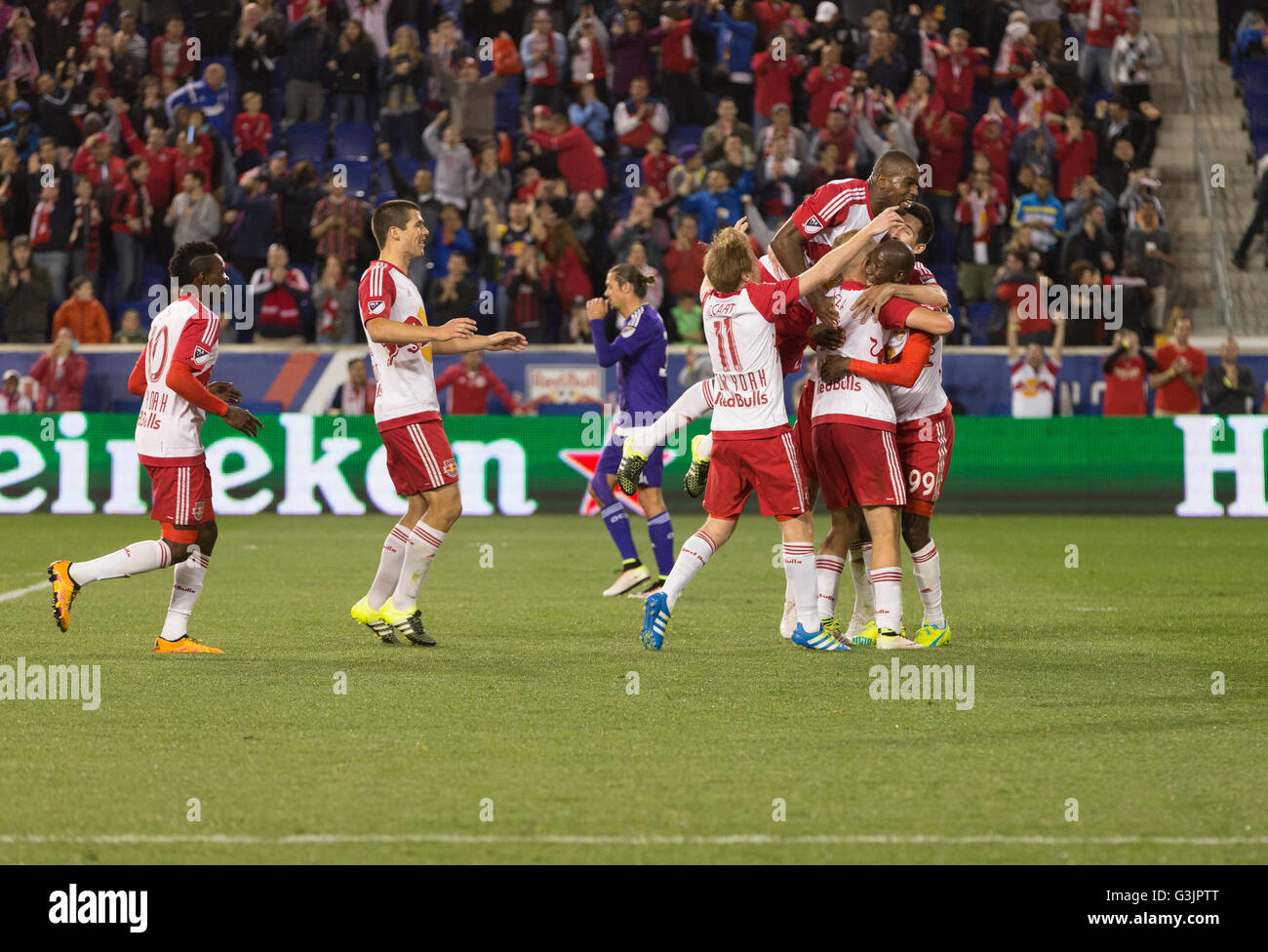 Harrison, United States. 24th Apr, 2016. Players of Red Bulls celebrate ...