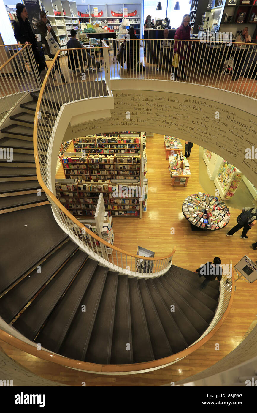 Interior view of Indigo Bookstore in downtown Montreal, Quebec, Canada Stock Photo