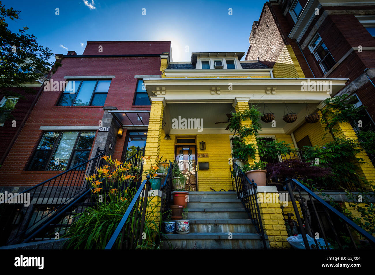 Houses in Adams Morgan, Washington, DC. Stock Photo