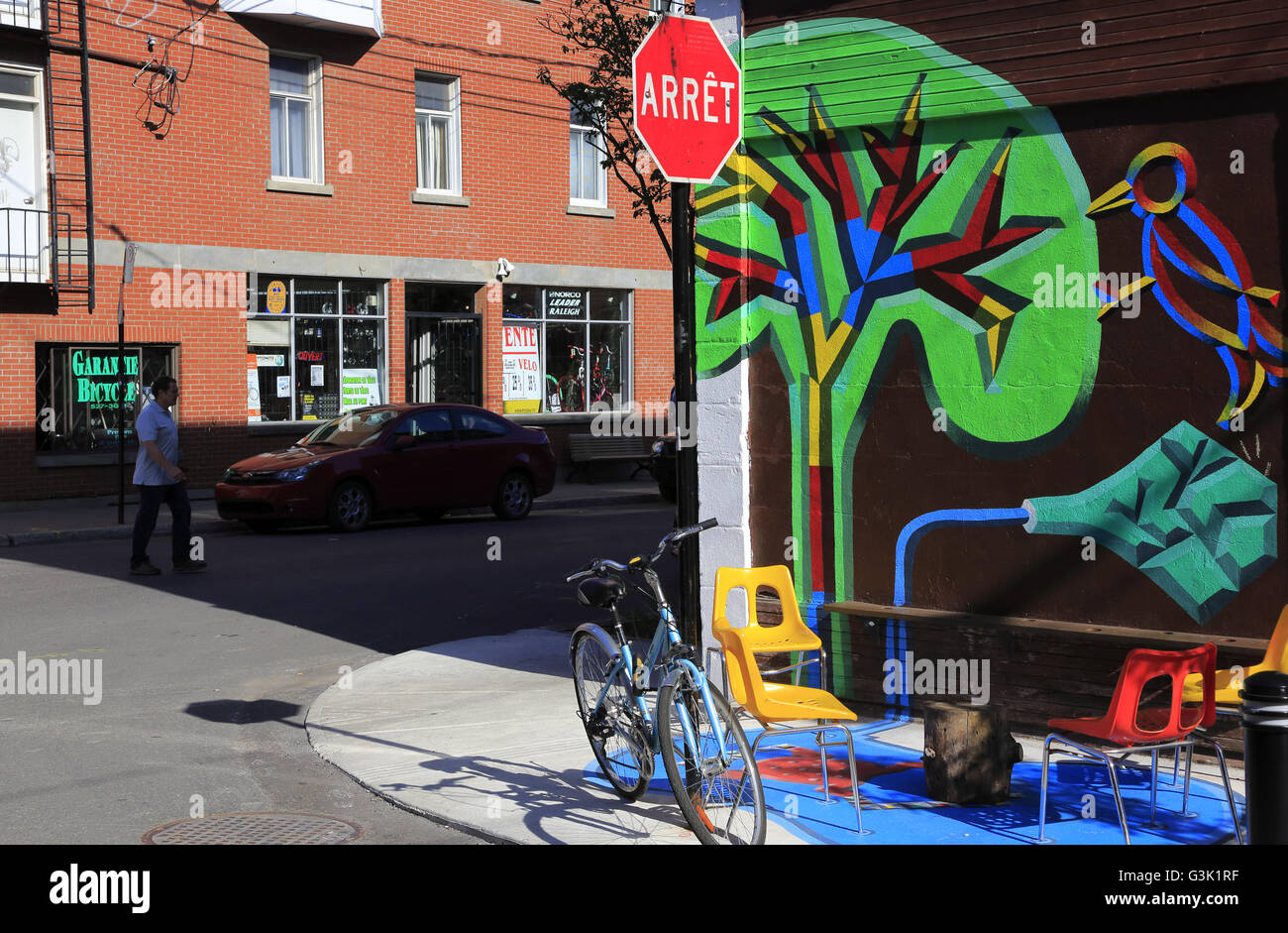 Painting of street art on the wall of the Plateau le Plateau. Montreal