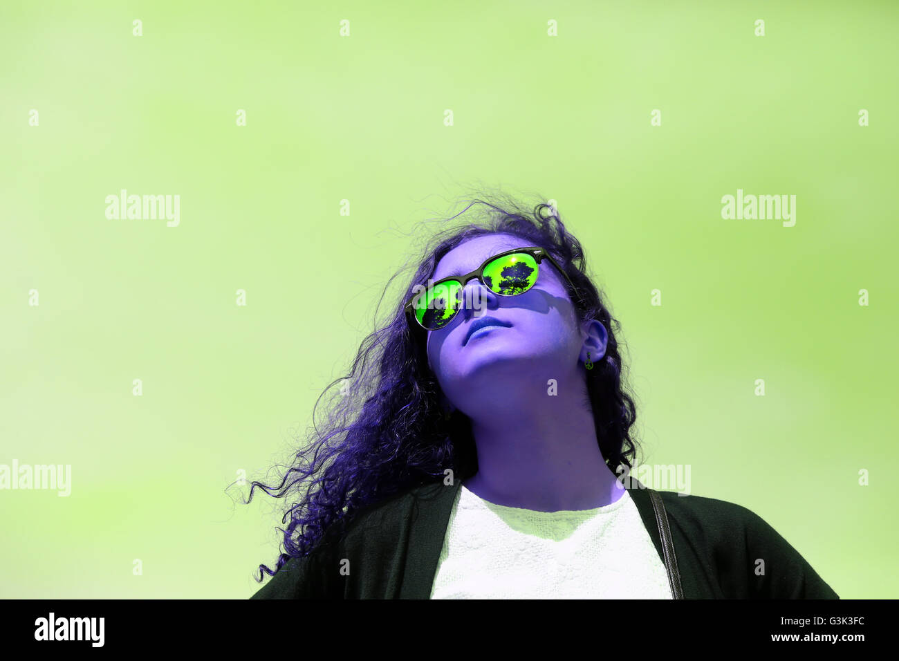 Close-up portrait of beautiful girl with sunglasses Stock Photo - Alamy