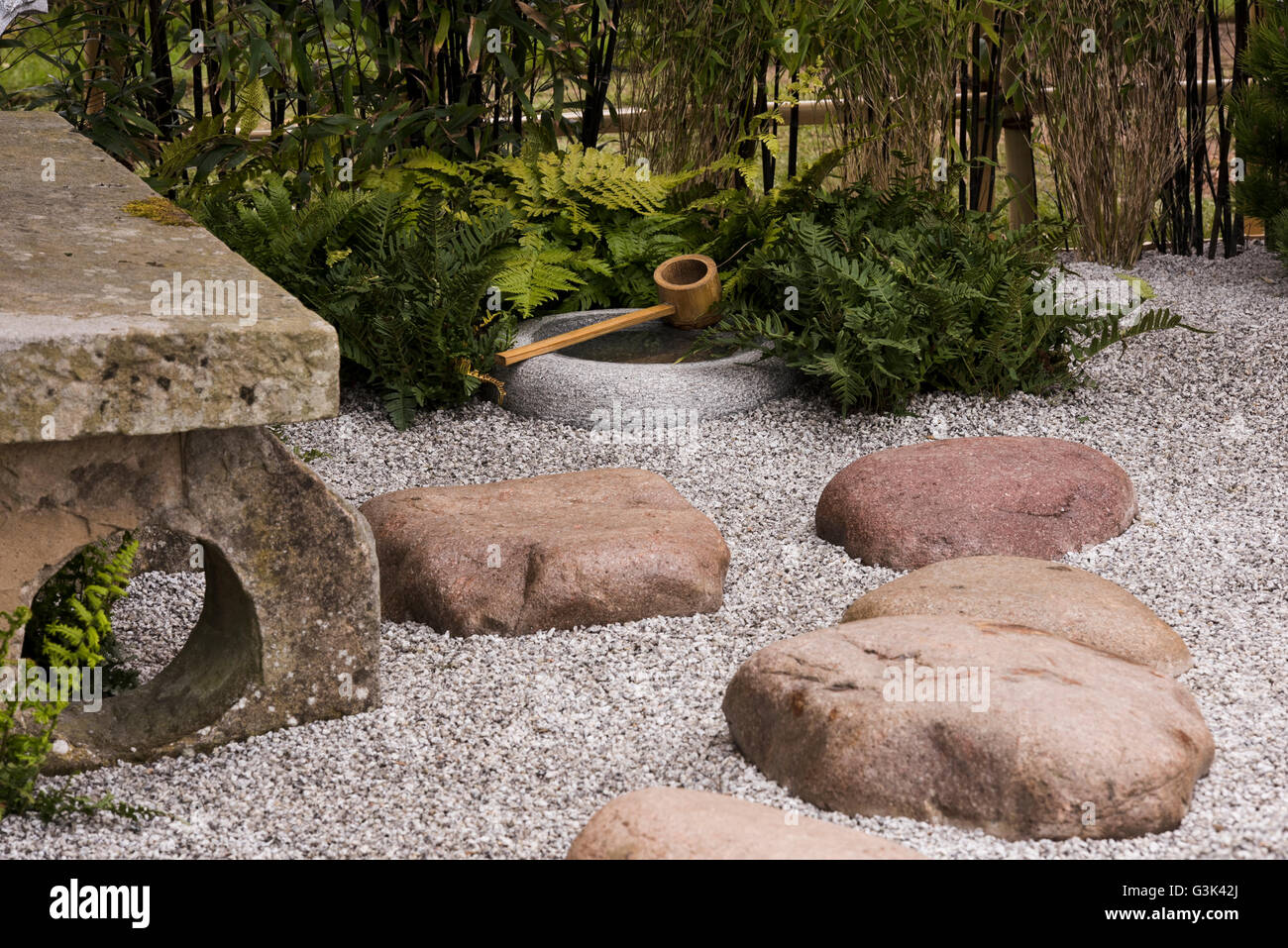 Japanese Garden Stone Bench Stock Photos Japanese Garden Stone