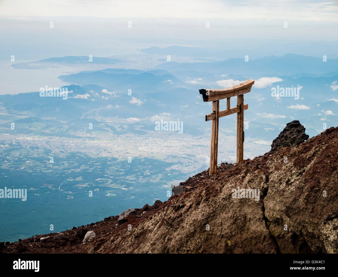 Hiking in the famous Mount Fuji, Japan Stock Photo