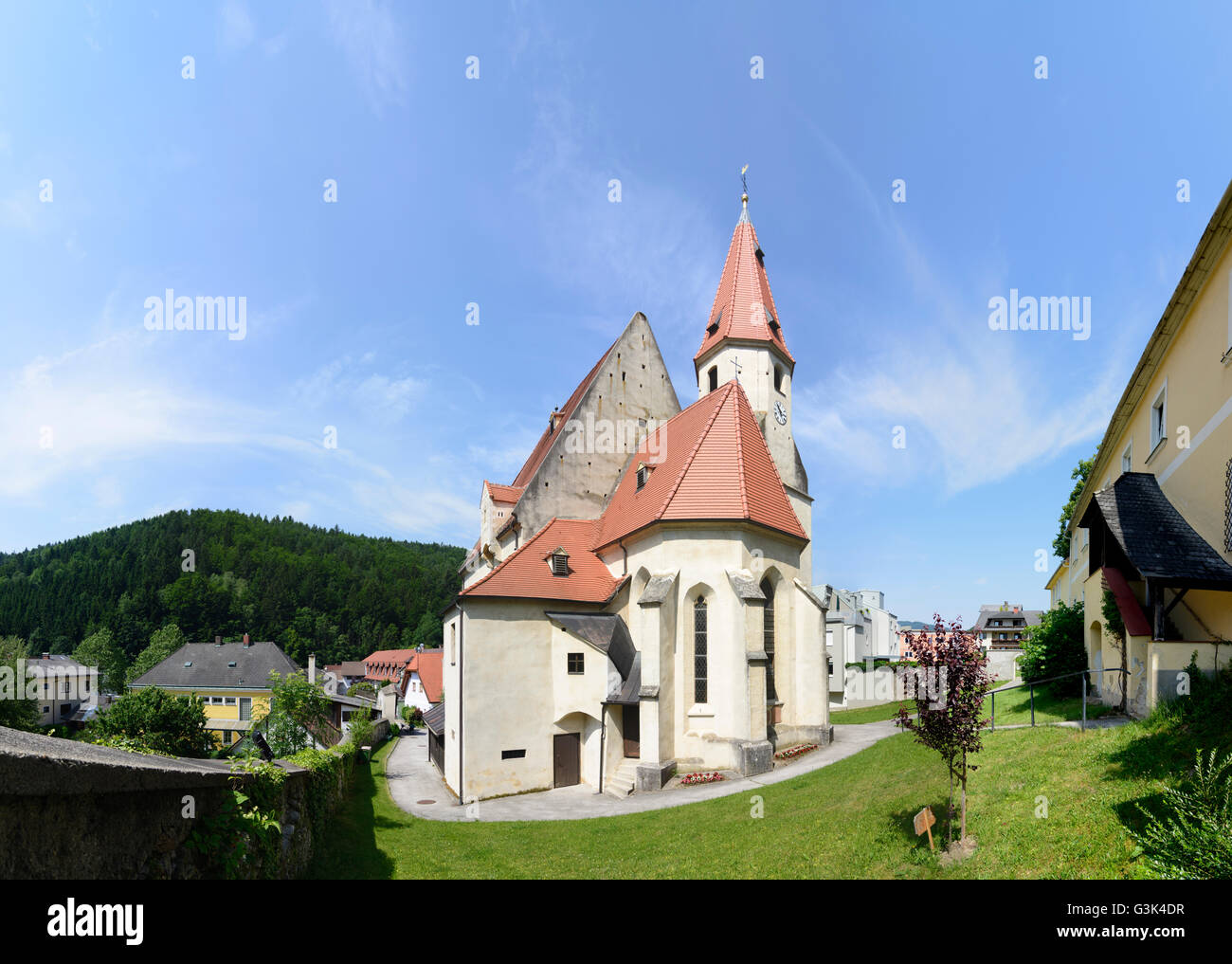 Fortified church and parish church of St. Vitus - Bucklige Welt, Austria, Niederösterreich, Lower Austria, Wiener Alpen, Edlitz Stock Photo
