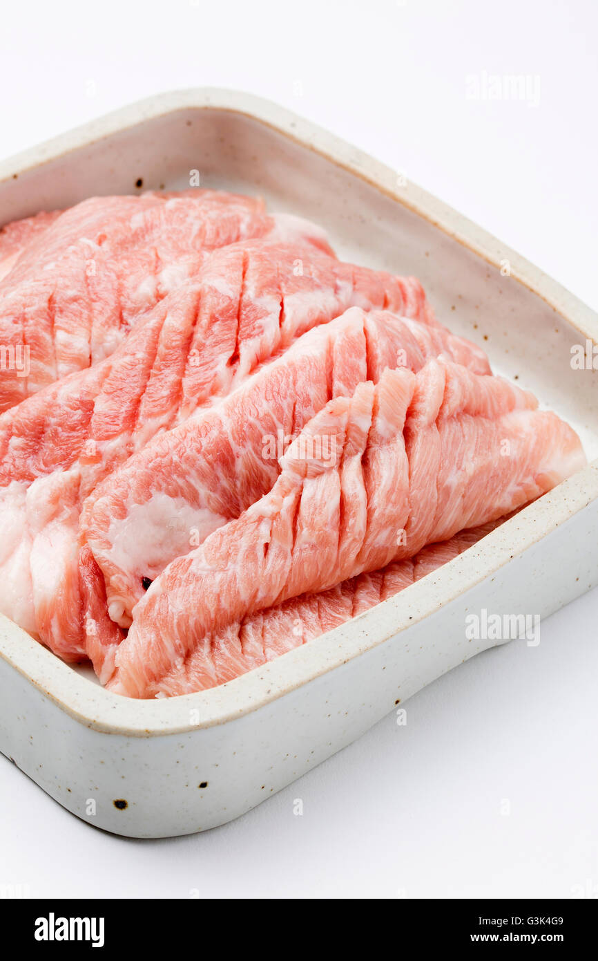 Fresh pork sliced, pork chops for Korean bbq Stock Photo Alamy