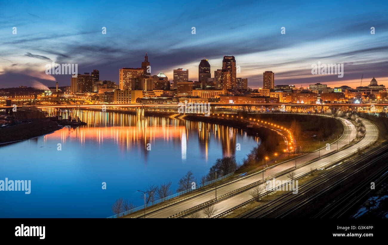 Saint Paul Minnesota skyline from Dayton's Bluff along the Mississippi