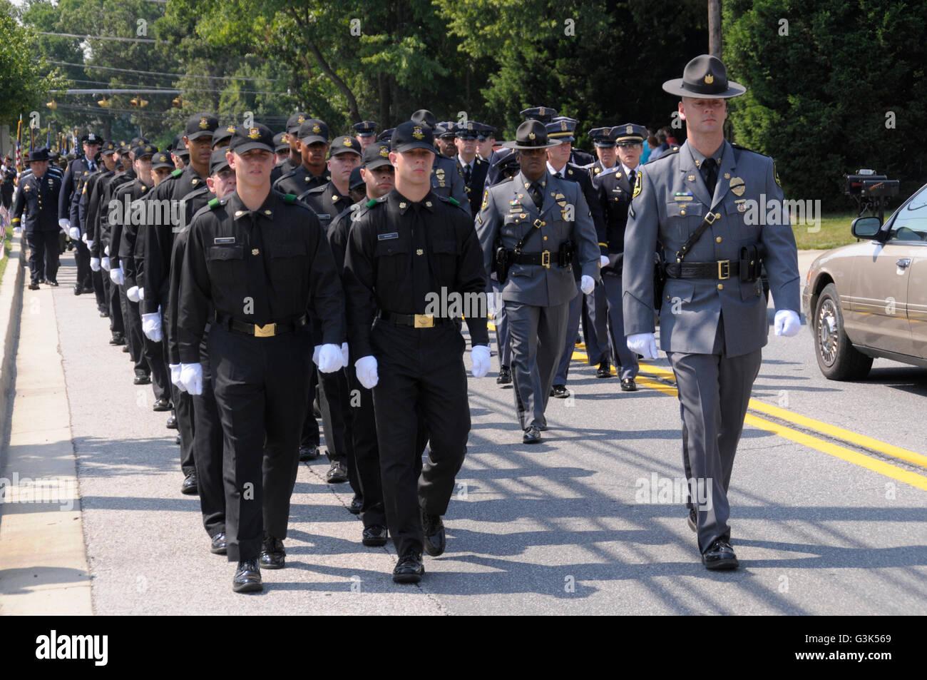 Maryland Transportartion Police recruits march down the street to take