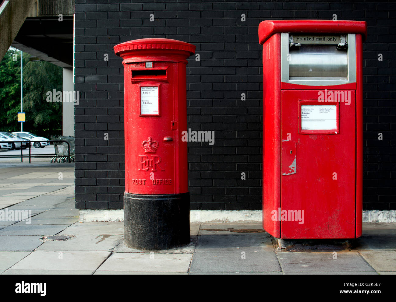 Mail boxes at the Concourse Shopping Centre, Skelmersdale, Lancashire, England, UK Stock Photo