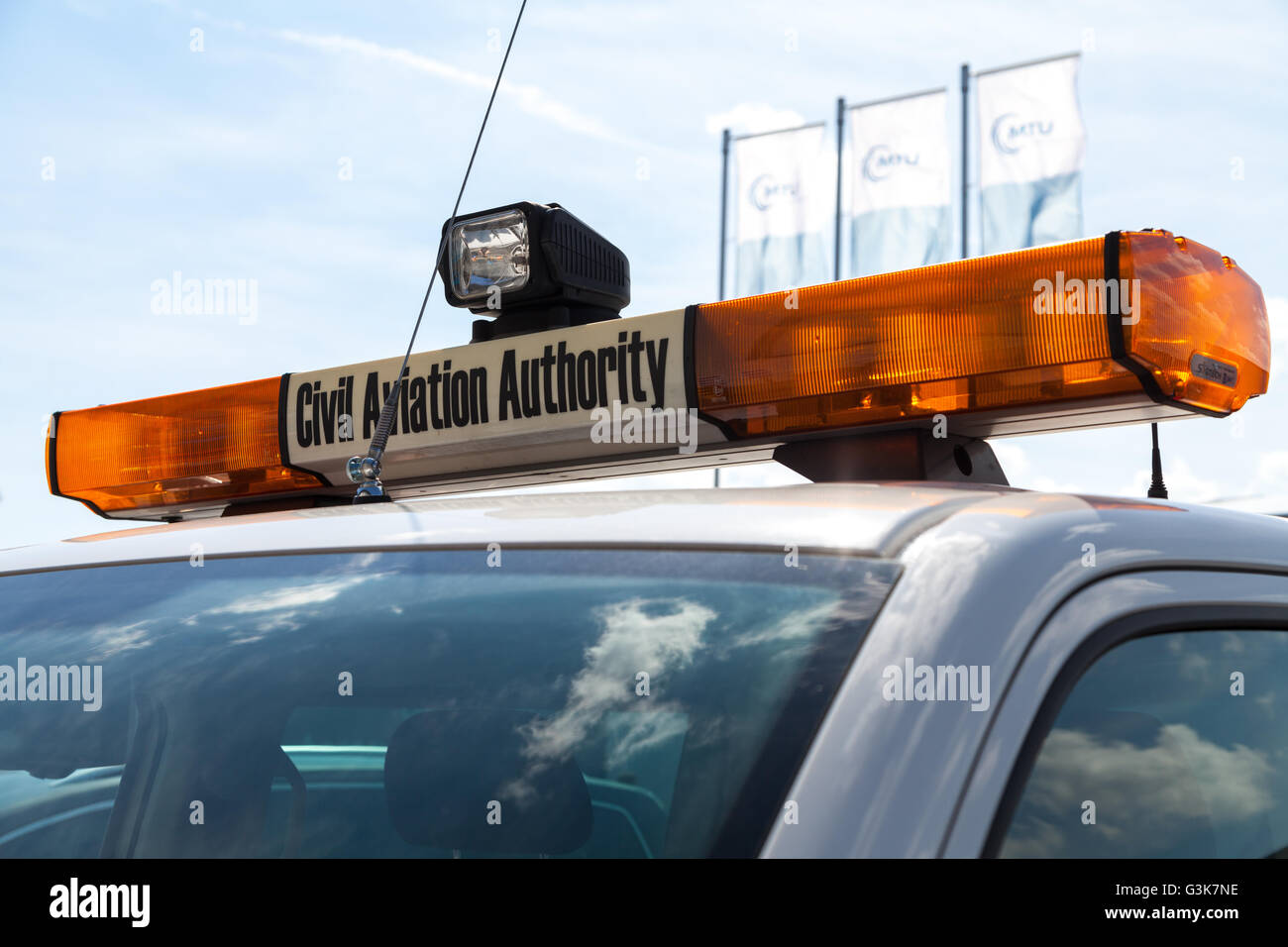 BERLIN / GERMANY - JUNE 3, 2016: an civil aviation authority car stands on airport in schoenefeld / berlin, germany at june 3, 2 Stock Photo