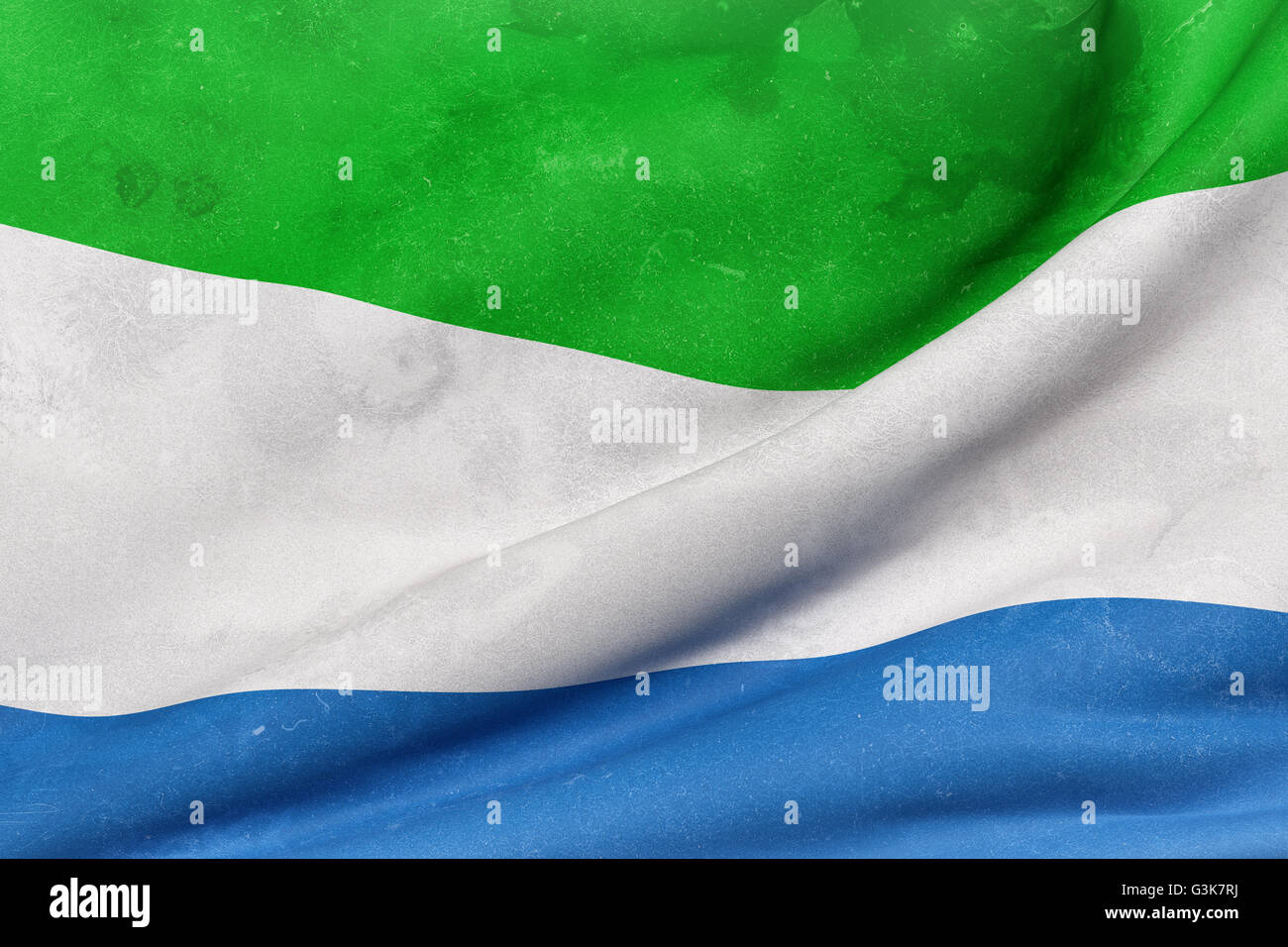 3d rendering of an old and dirty Republic of Sierra Leone flag waving ...