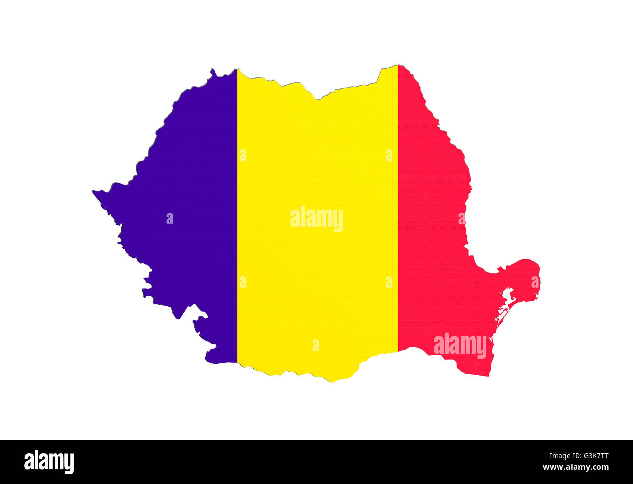3d rendering of Romania map and flag on white background. Stock Photo