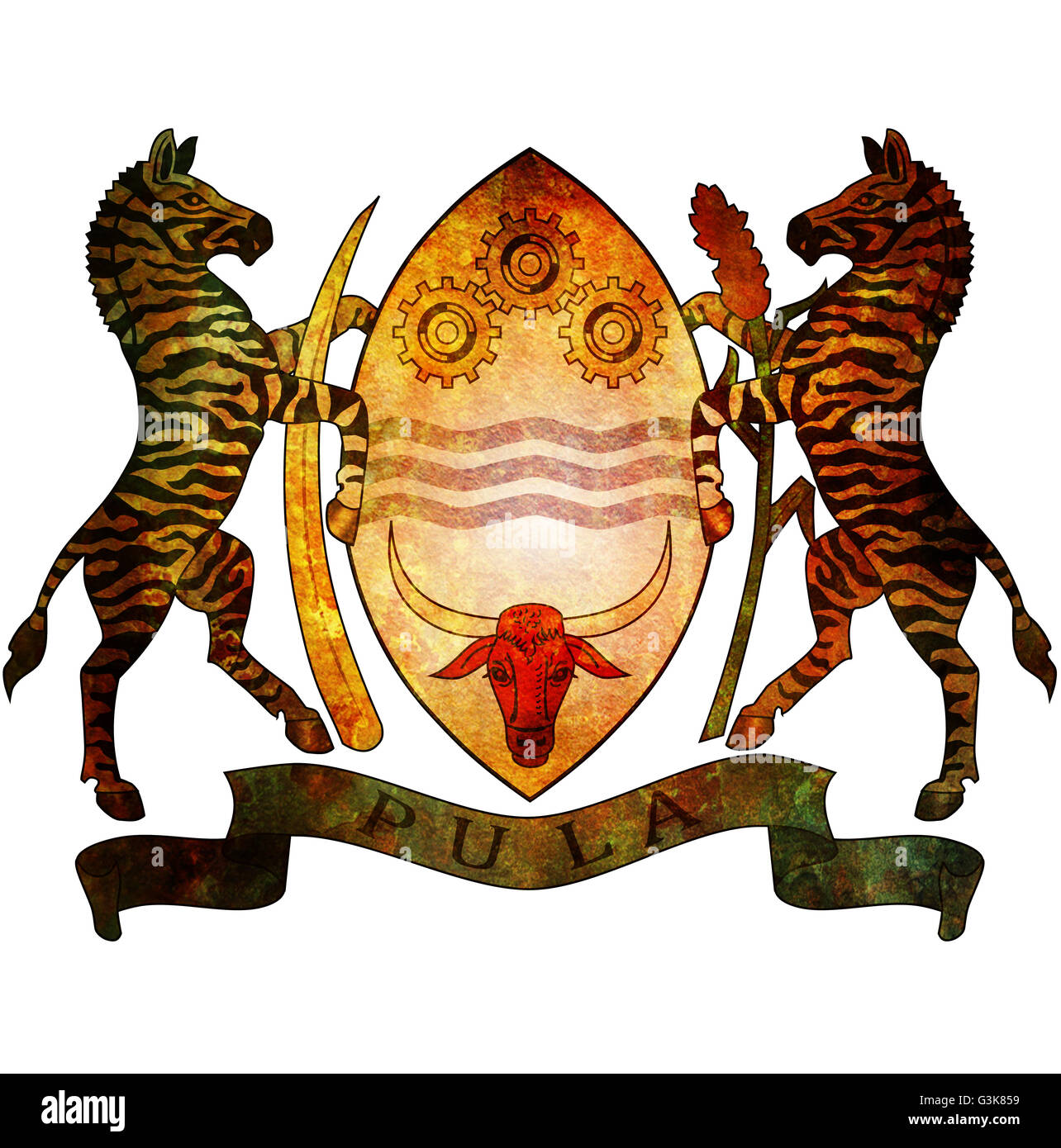 old isolated over white coat of arms of botswana Stock Photo Alamy
