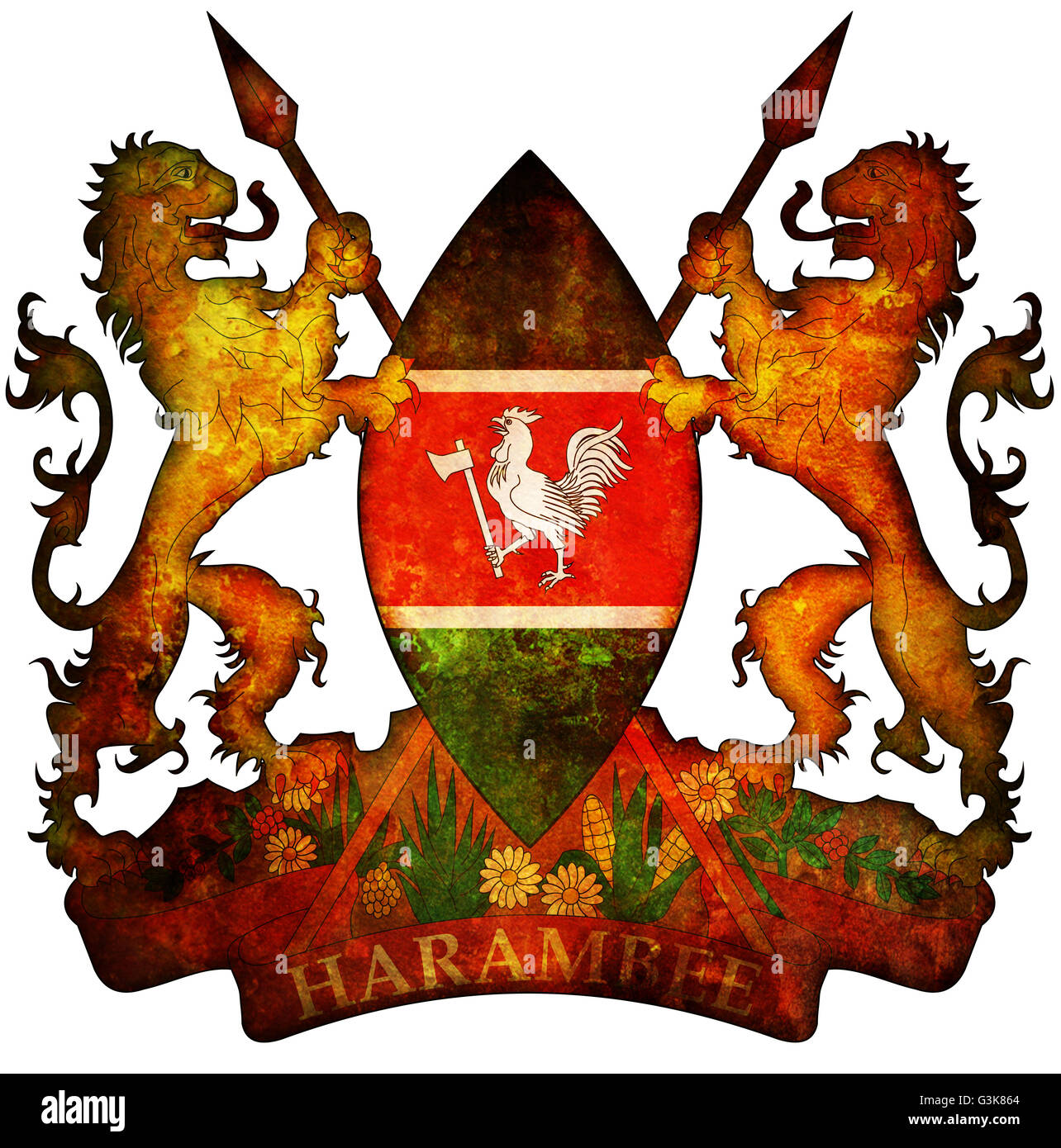 old isolated over white coat of arms of kenya Stock Photo Alamy