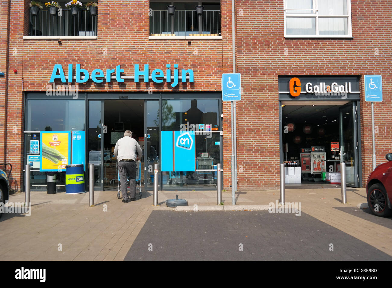 Entrance of an Albert Heijn Supermarket Stock Photo