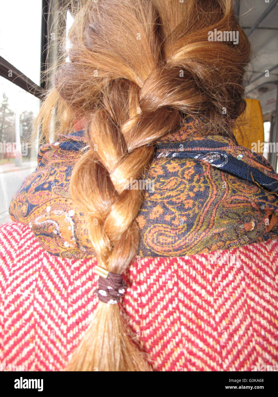 Woman with braided hair Stock Photo Alamy