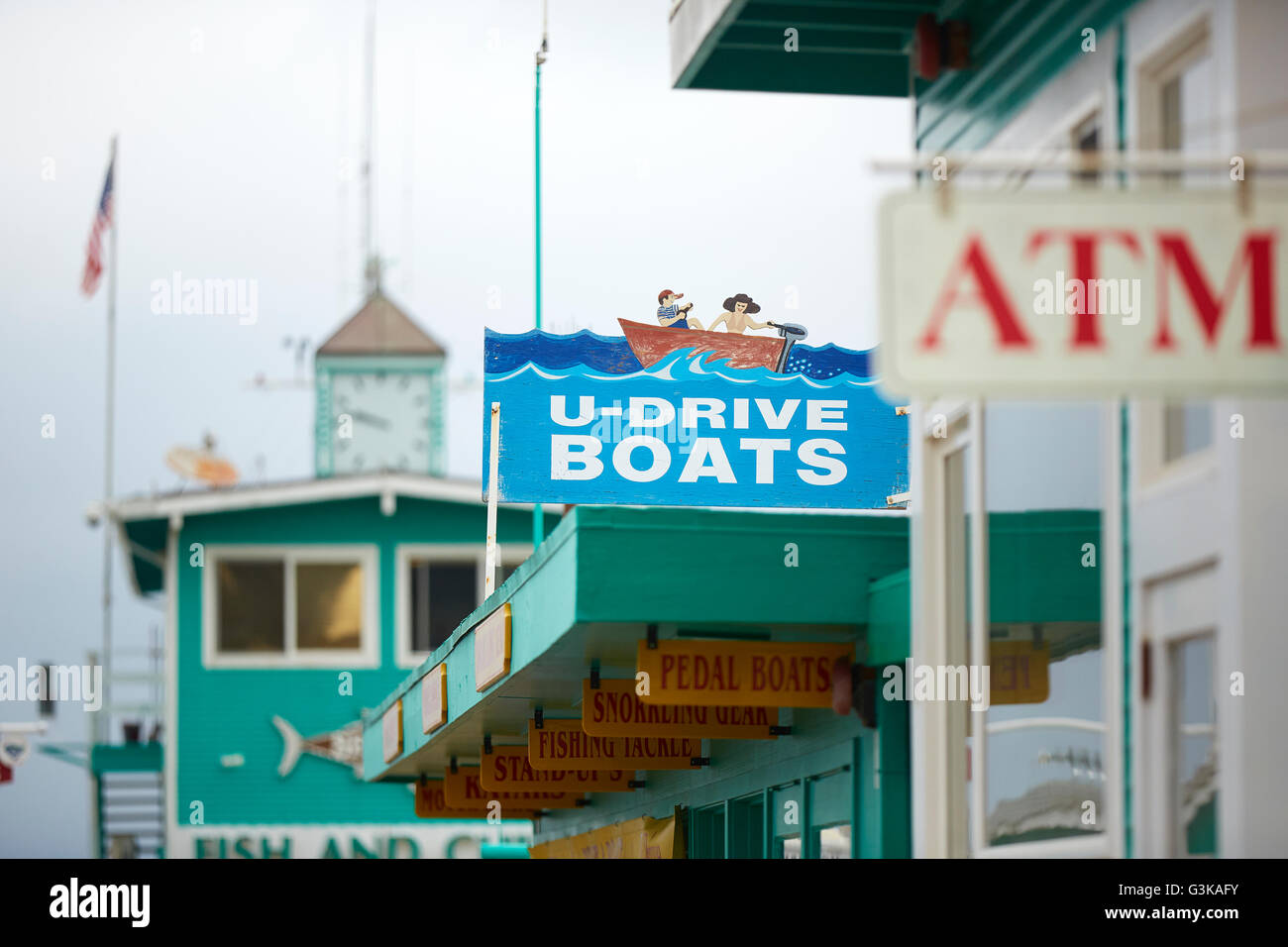 UDrive Boats Sign On The Green Pleasure Pier, Avalon, Catalina Island