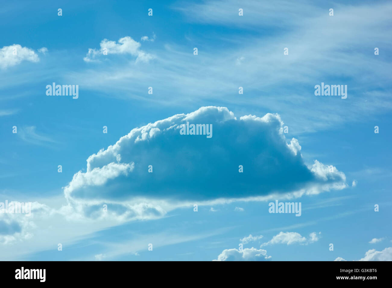 Blue sky with puffy white clouds in bright clear sunny day Stock Photo ...