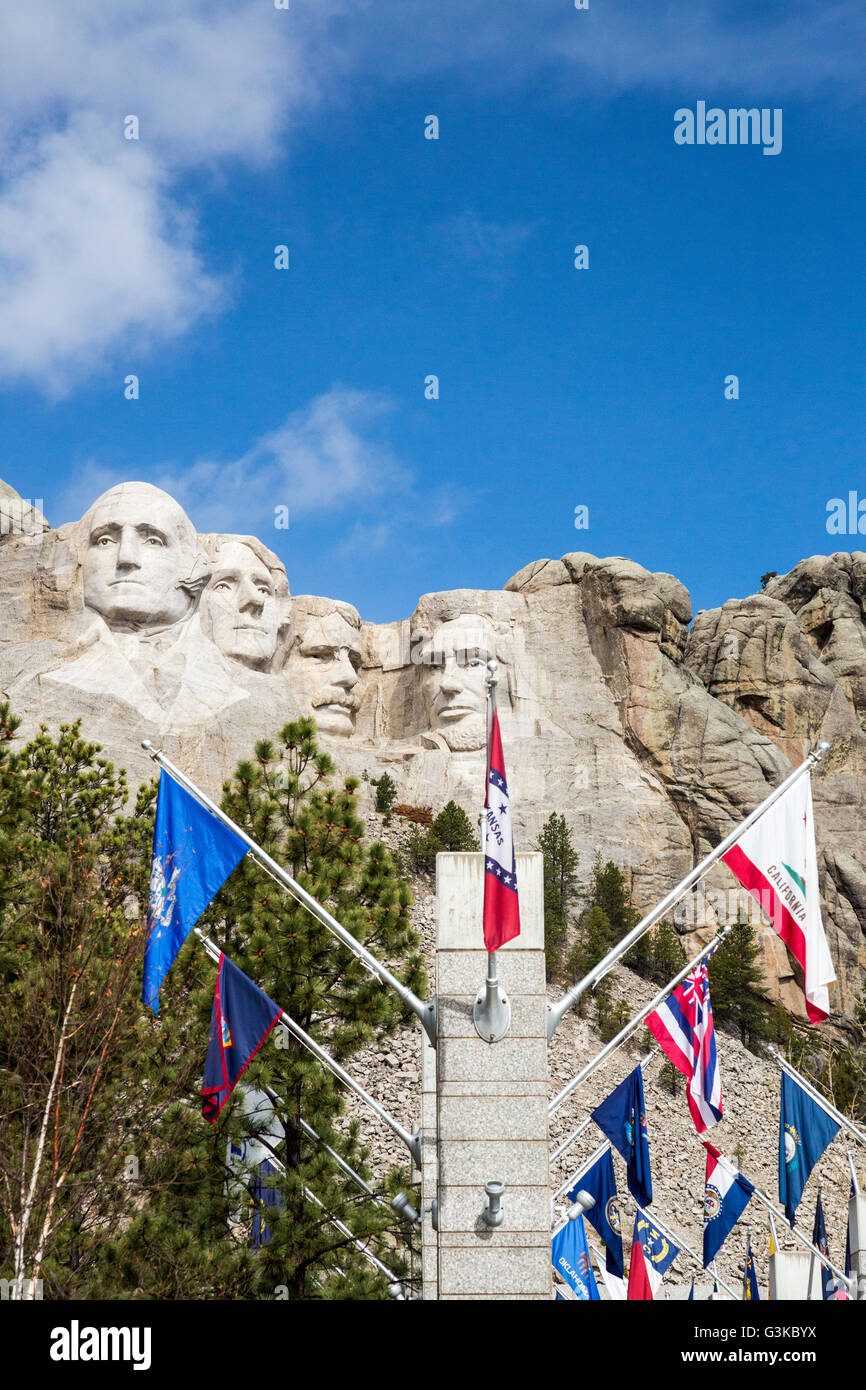 Mt Rushmore four head sculptures US Presidents South Dakota USA Stock Photo