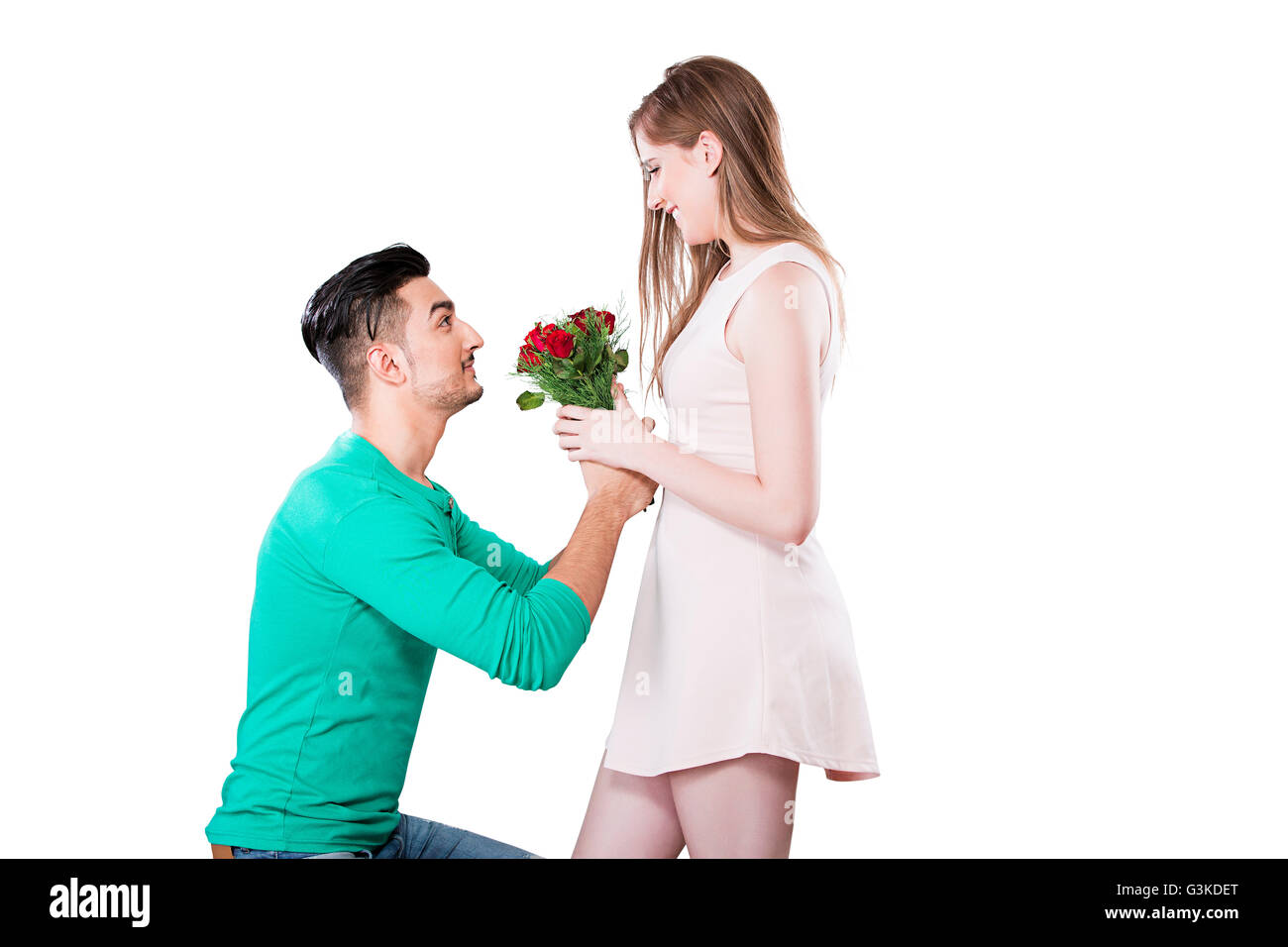2 Married Couples Foreigner Valentine Day Proposing Stock Photo