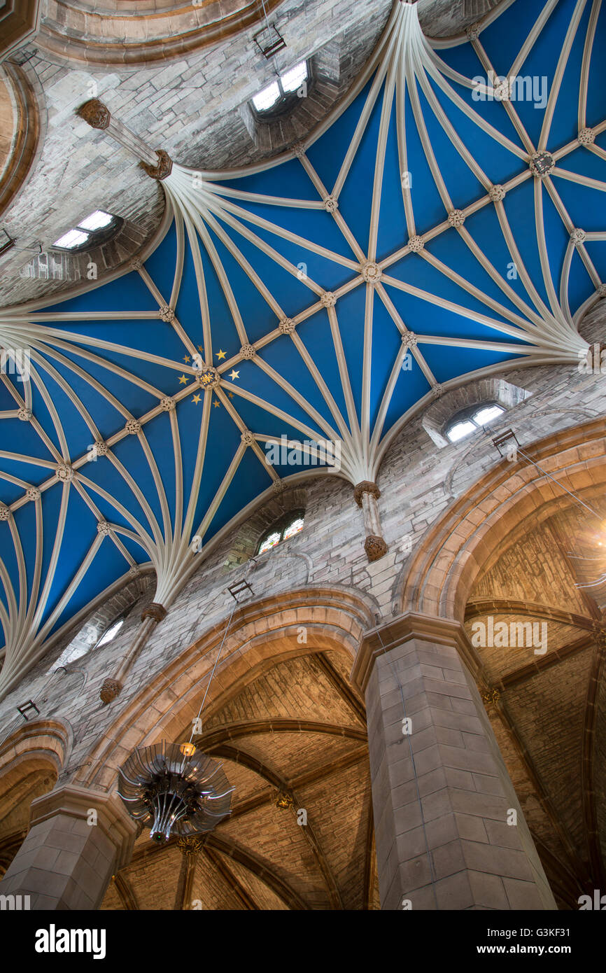 Roof and Ceiling, St Giles Cathedral Church, Edinburgh; Scotland Stock Photo