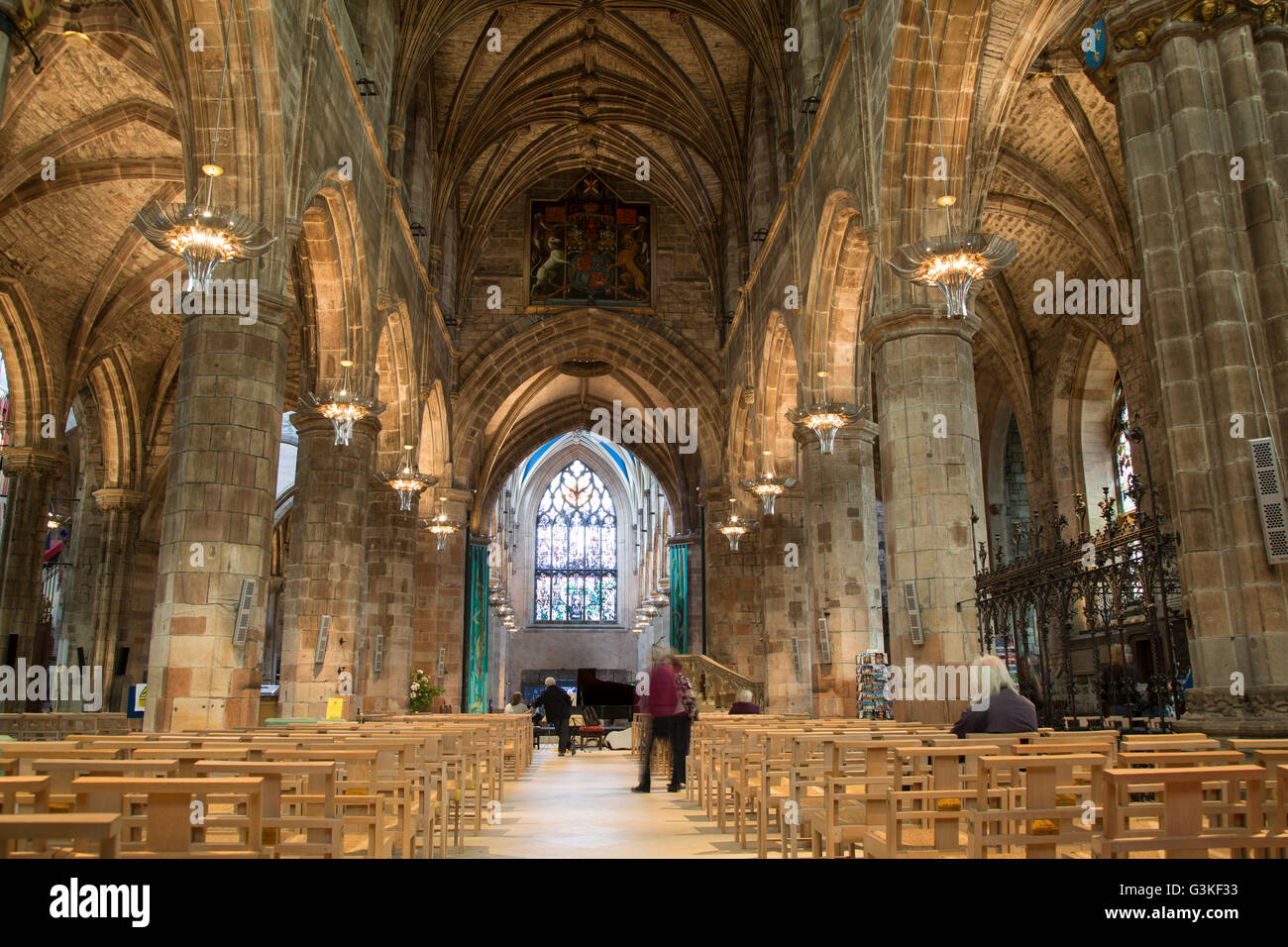 Nave of St Giles Cathedral Church, Edinburgh; Scotland Stock Photo