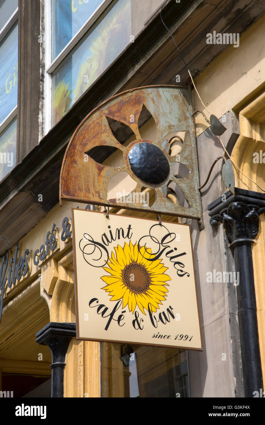 St Giles Cafe and Bar Sign; Edinburgh; Scotland; Europe Stock Photo
