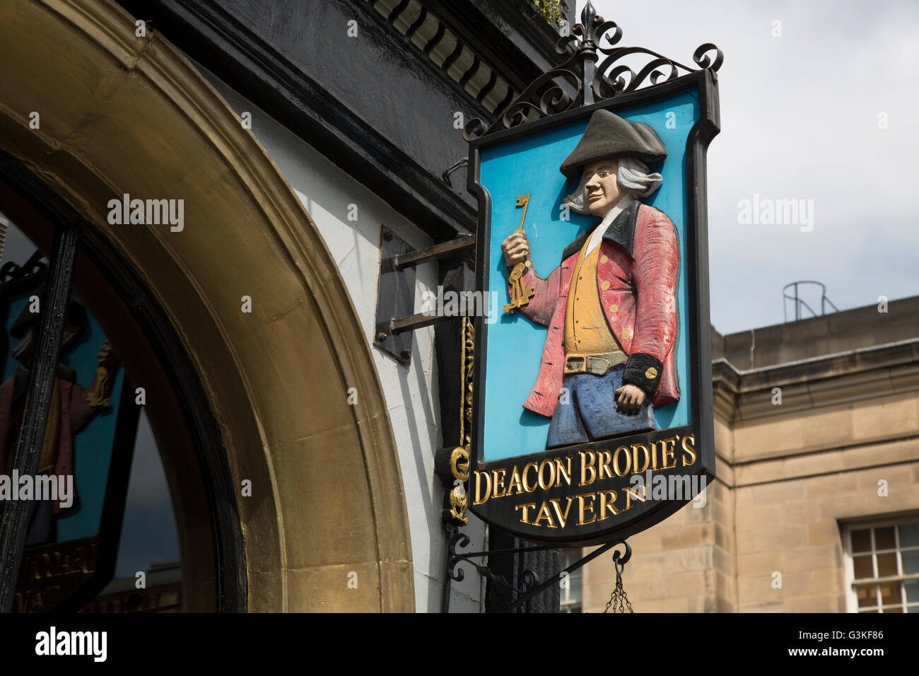 Deacon Brodies Tavern, Pub and Bar Sign; Edinburgh; Scotland; Europe Stock Photo