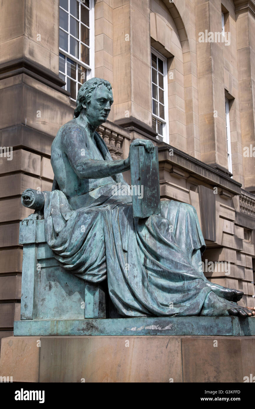 David Hume Statue by Stoddart, Royal Mile Street, Edinburgh; Scotland Stock Photo