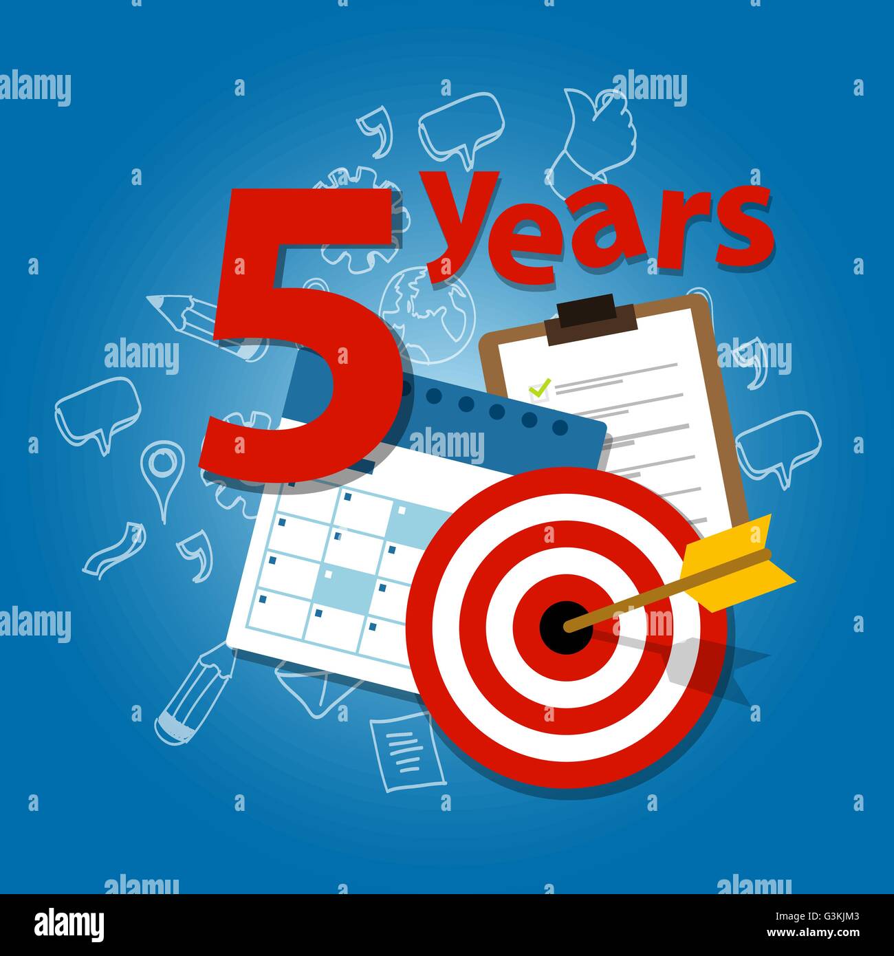 five years target plan in business and life calendar list of