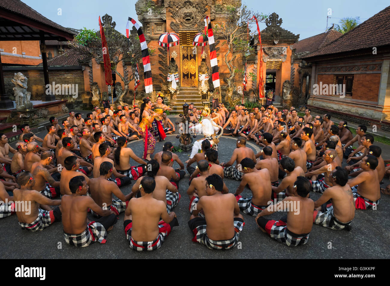 Performance of the Balinese Kecak dance, Ubud, Bali, Indonesia Stock