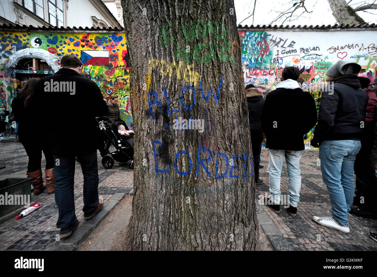 John Lennon wall, Prague Stock Photo