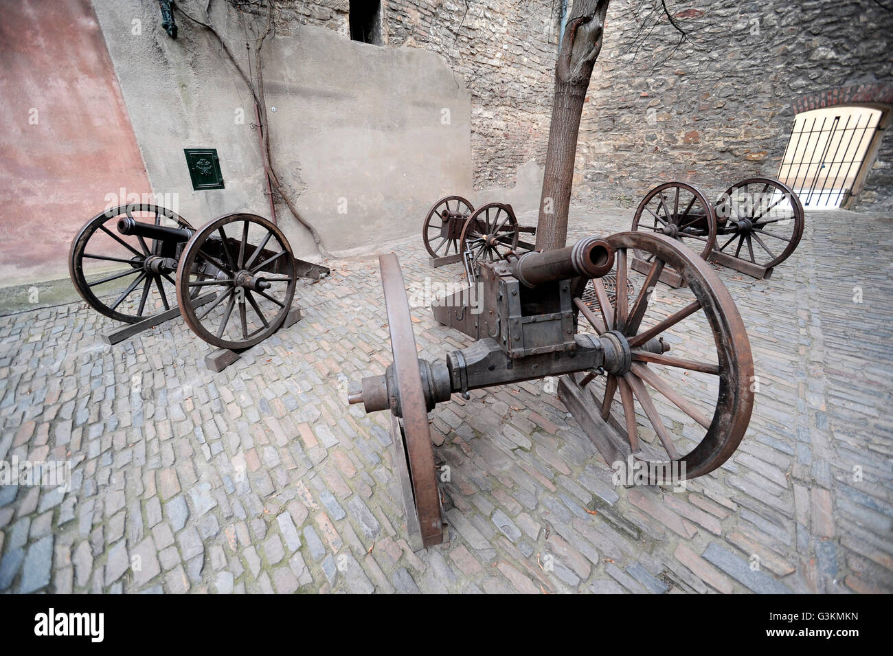 Artillery guns in Prague Castle, Czech Republic Stock Photo