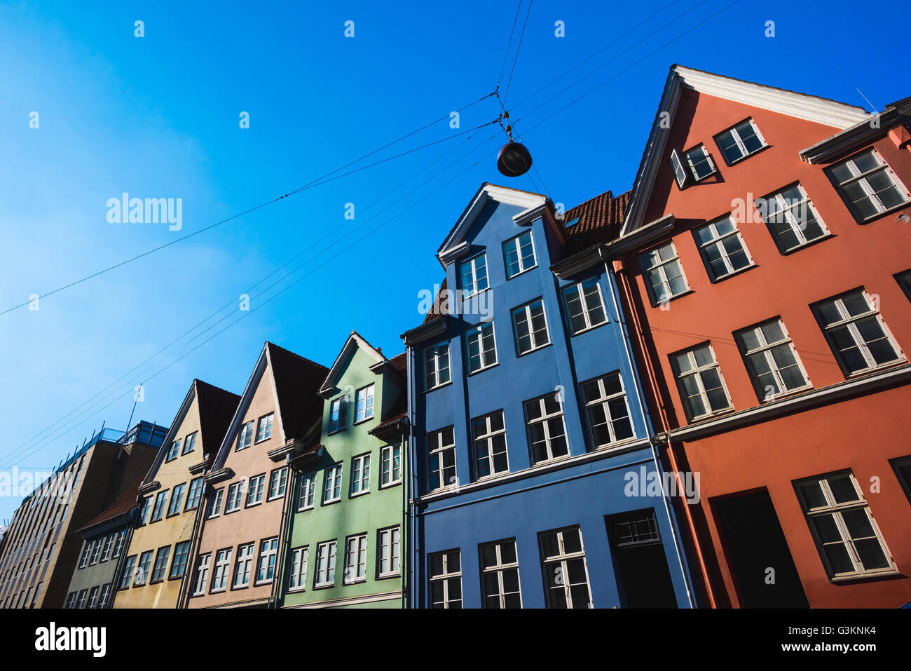 Traditional multicoloured townhouses, Copenhagen, Denmark Stock Photo