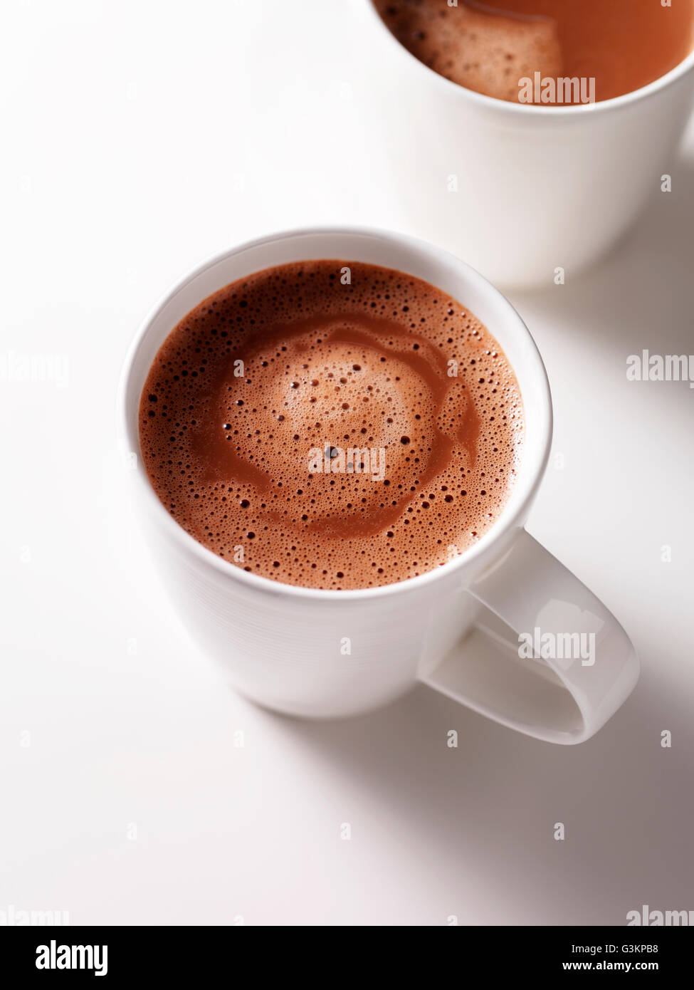 Two hot chocolate drinks Stock Photo