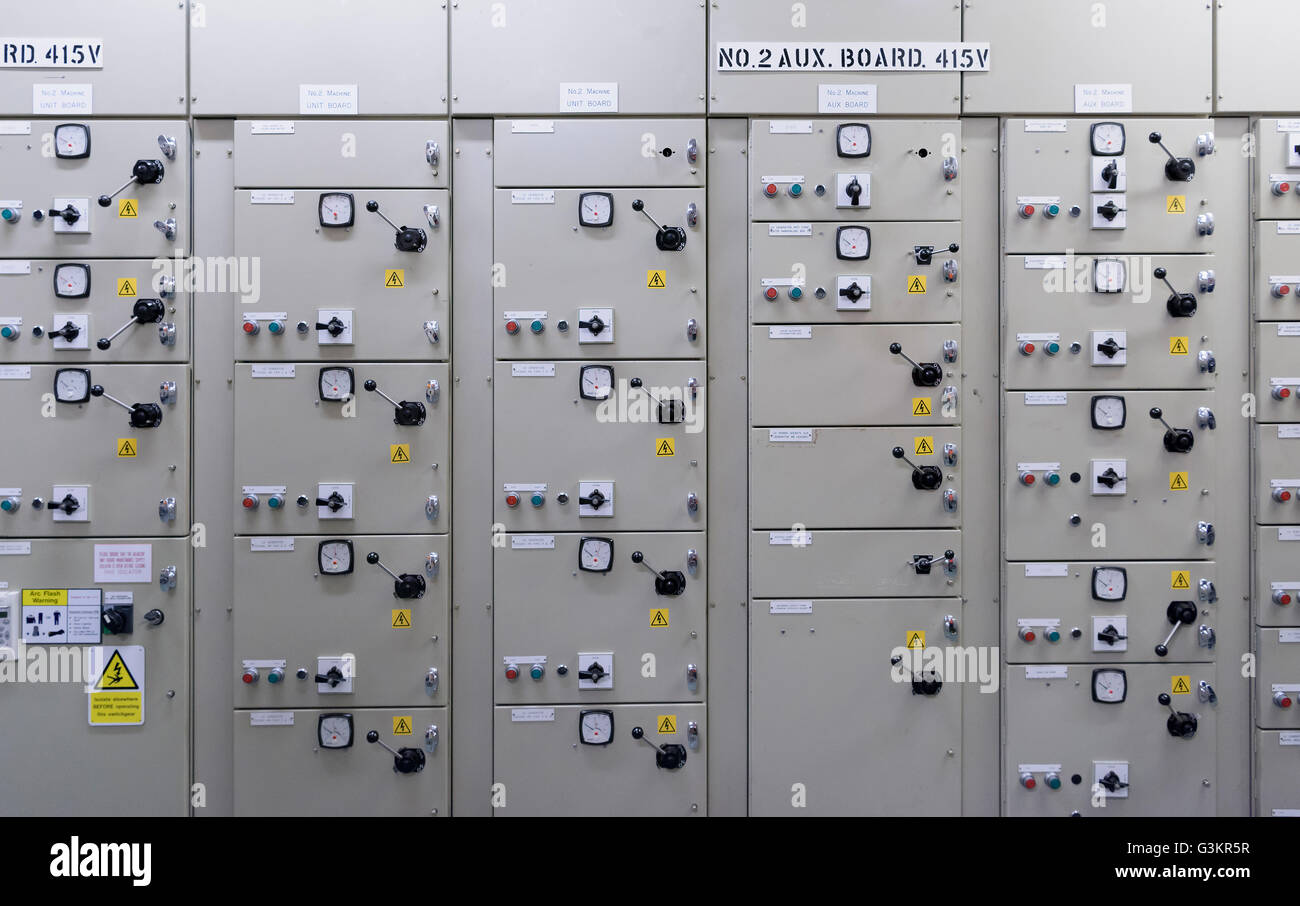 Switch gear in hydroelectric power station Stock Photo